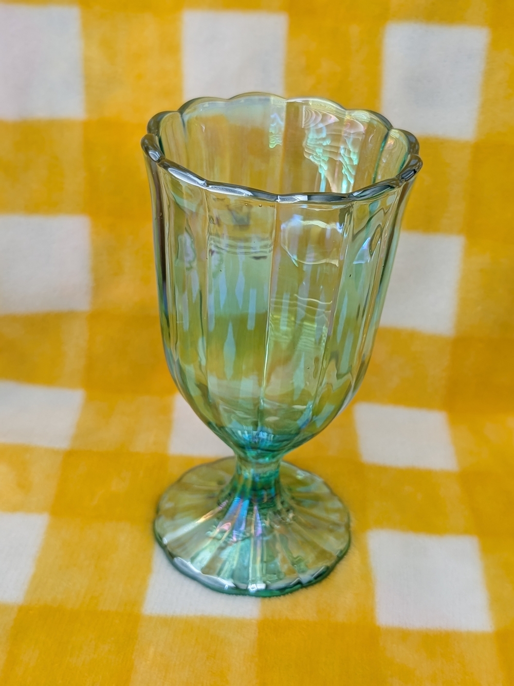 The Pioneer Woman Iridescent Aqua Green Goblet